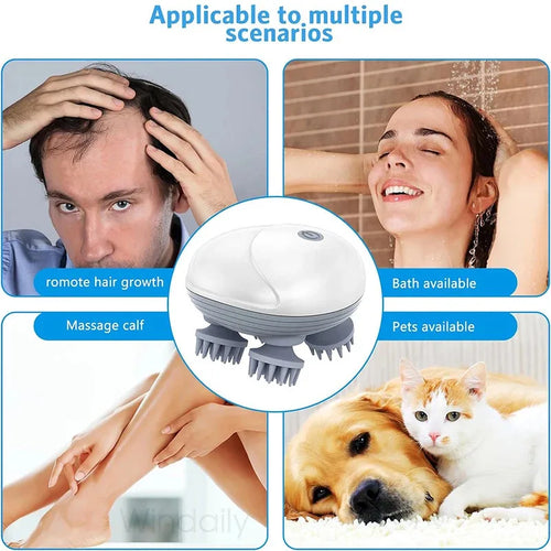 Electric Scalp Massager - Deep Tissue Kneading & Vibrating